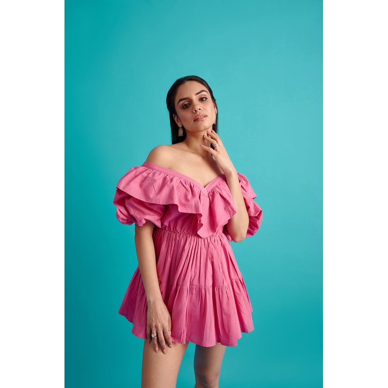 Statement Ruffle Dress XXS Pink