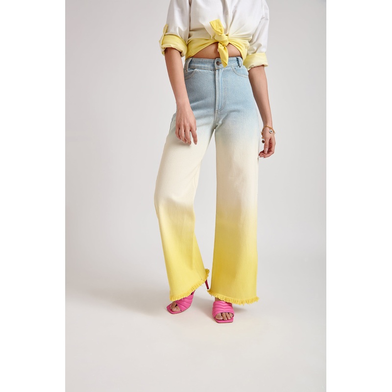 Yellow Ombre Denim Jeans(Double Colors) 24 Yellow