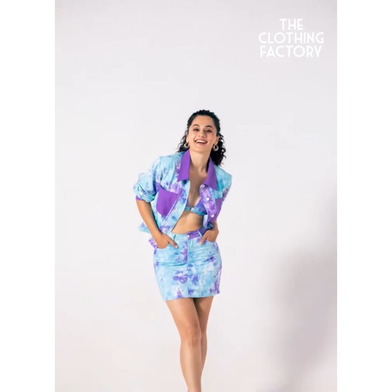 Blue Tie & Dye Twill Skirt 24 Blue