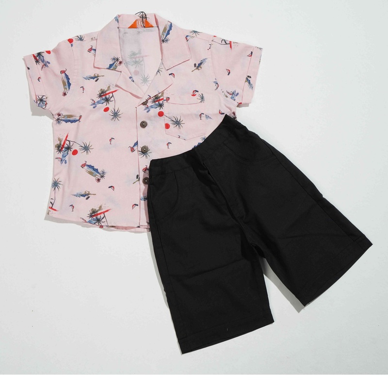 NEW BORN BOYS SHIRT- PINK AOP 3 Month PINK AOP