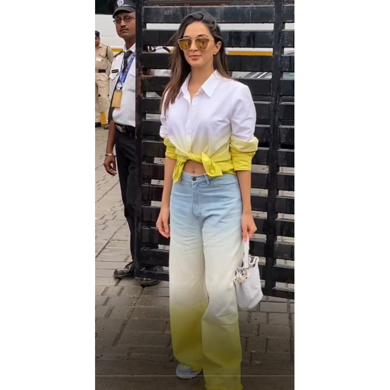 Yellow Ombre Oversized Shirt XXS Yellow