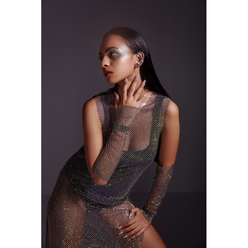 Diamond Mesh Gloves-Black Black