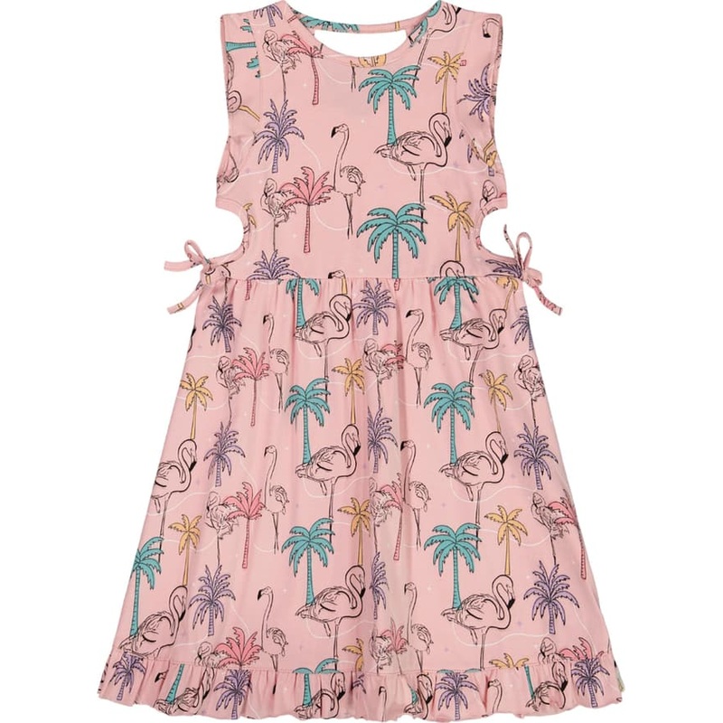 Deux par Deux Printed Organic Cotton Dress with Cut Out Sides – Little Girl