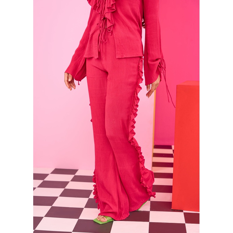 Emily in Paris: Frilled Side Seam Pants 24 Pink