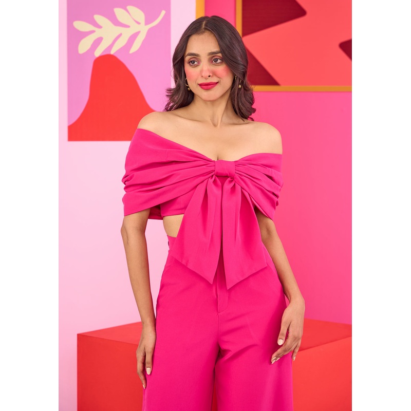 Emily in Paris: Pink Bow Top XS Pink