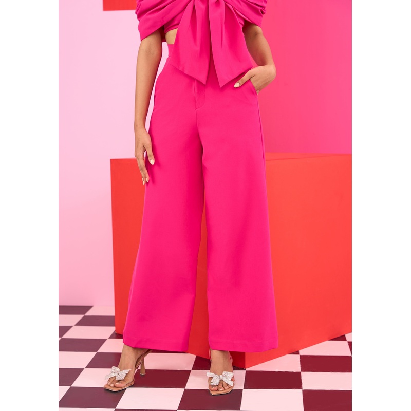 Emily in Paris: Pink Wide Leg Trousers 24 Pink