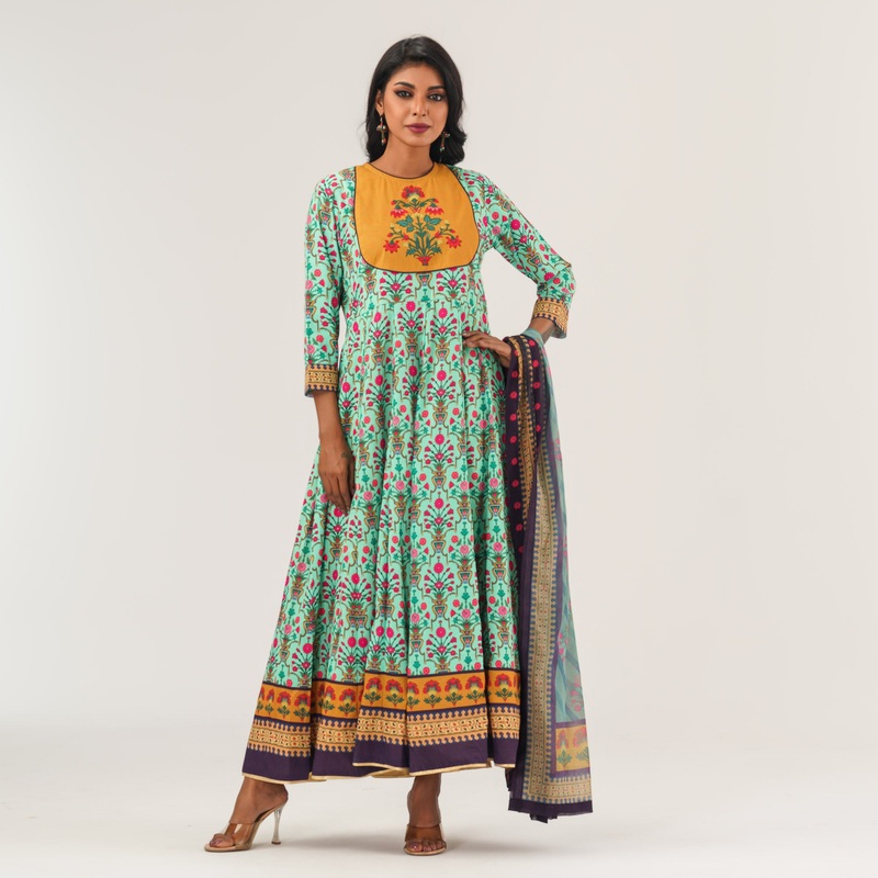 Ethnic Multi Color Gown S MULTI COLOR