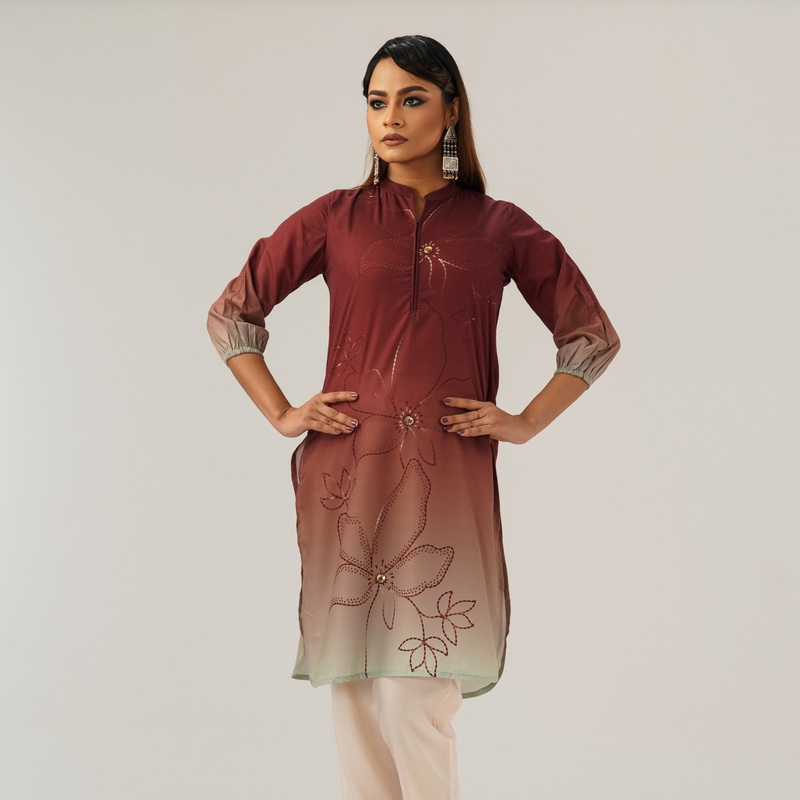 Women Brown Ethnic Kurti S BROWN