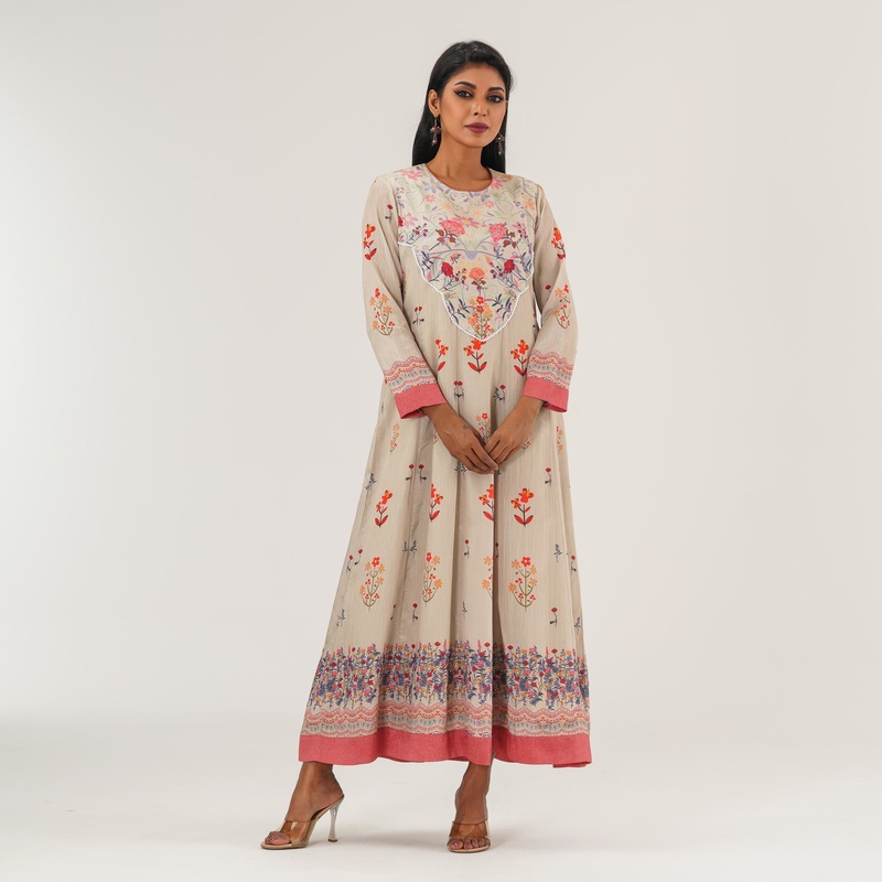 Womens Beige Ethnic Gown S BEIGE