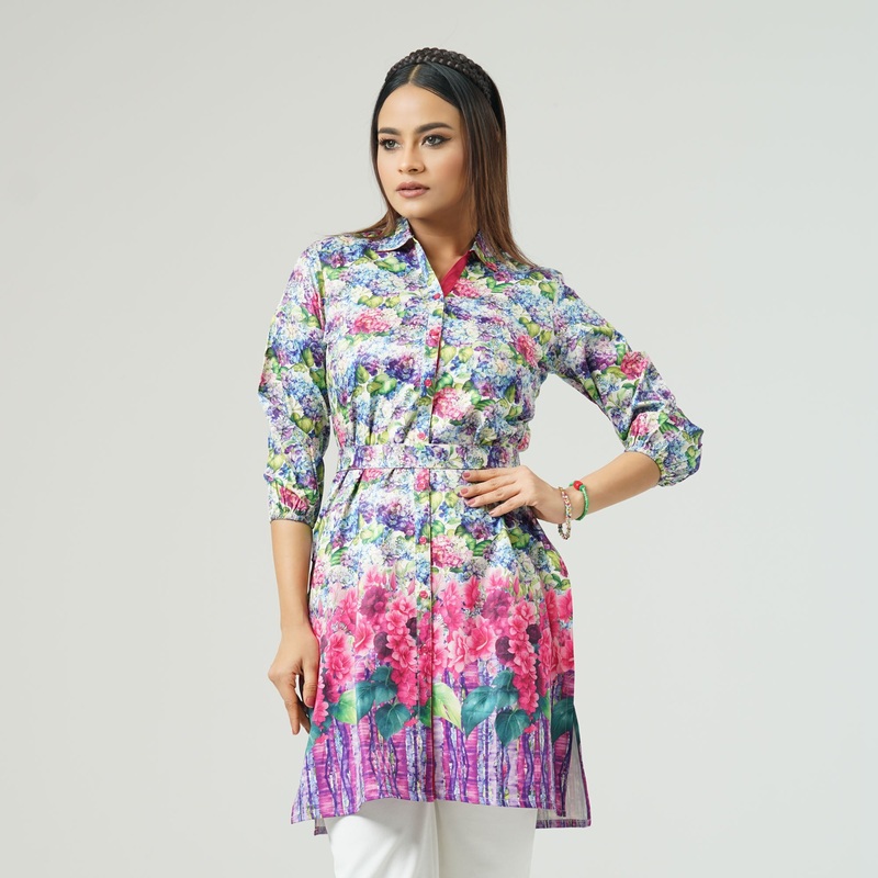 Womens Blue Printed Kurti S BLUE