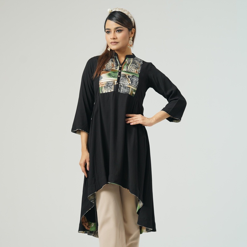Womens Ethnic Black Kurti S BLACK