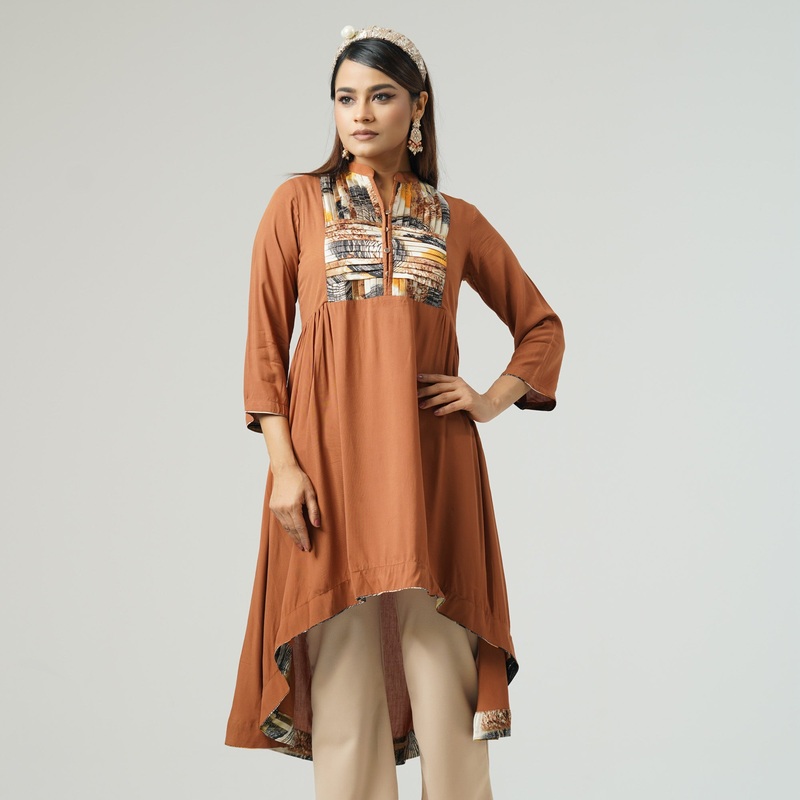 Womens Ethnic Coffee Kurti S COFFEE