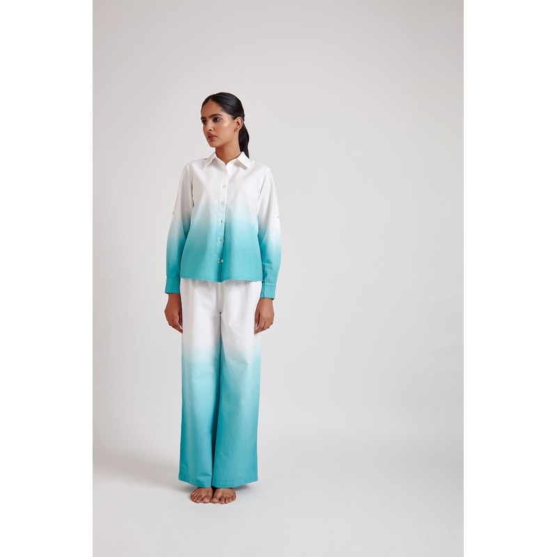 Blue Ombre oversized shirt and Trouser Set XS 24 Blue