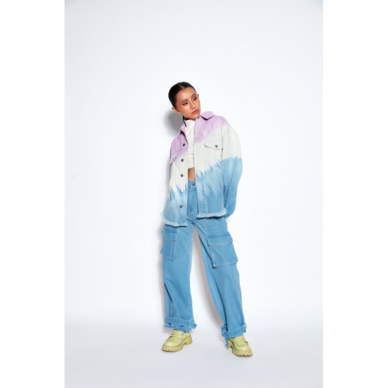 Blue Overdyed Denim Jacket and Jeans Set XS 24 Blue