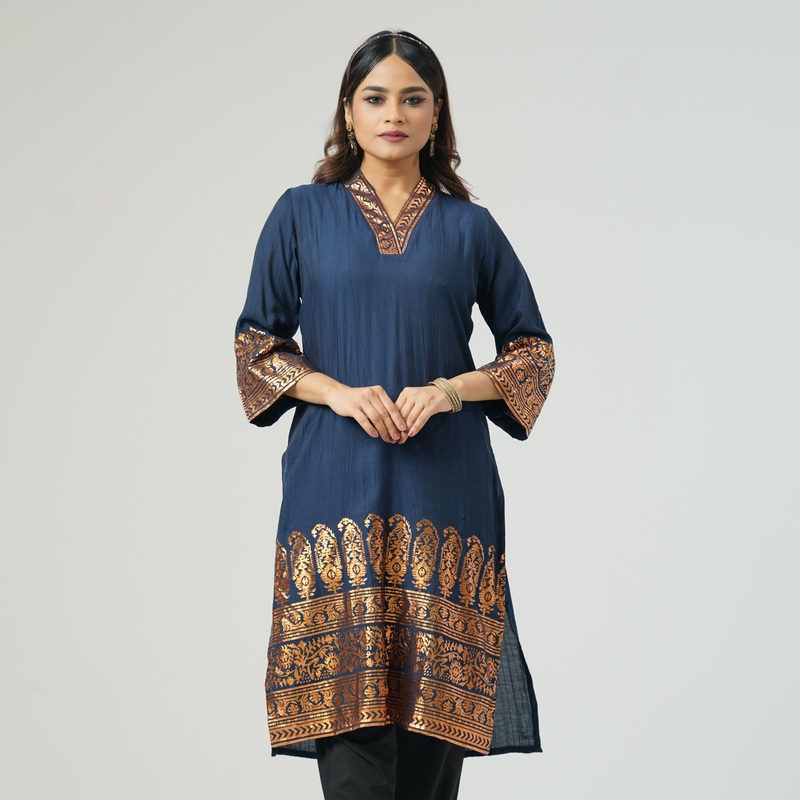 Womens Printed Navy Kurti S NAVY