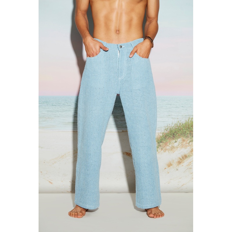 Engineered Distress Denim Baggy Jeans 24 Blue