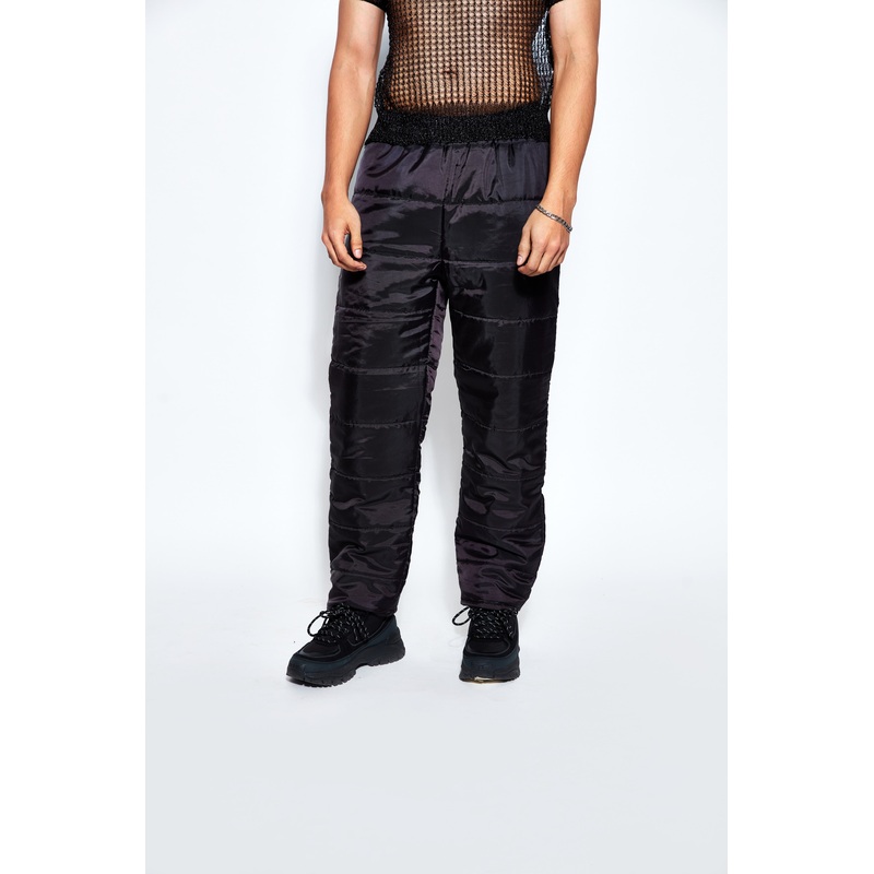 Unisex Straight Fit Puffer Pants 24 Black