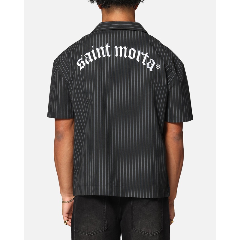 Saint Morta Gothic Pinstripe Button Up Shirt Black S