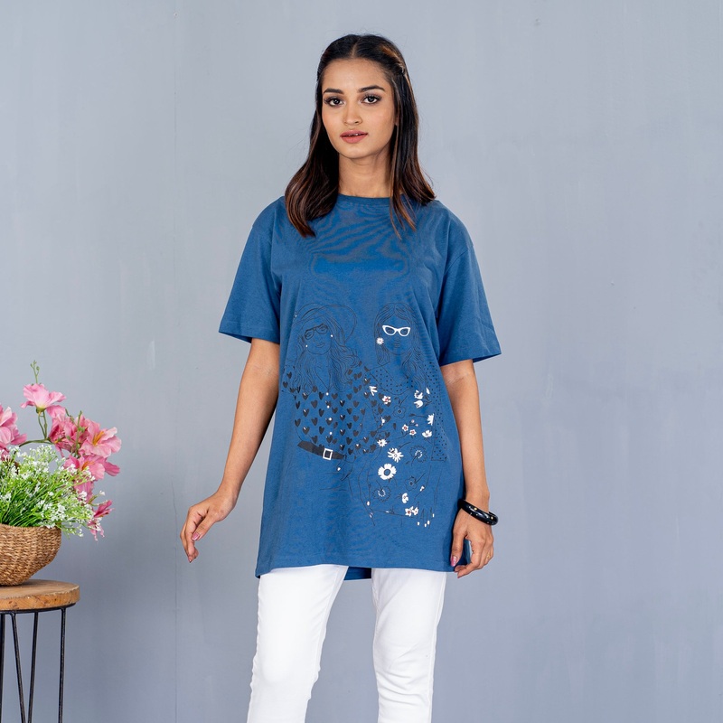 Womens T-Shirt- Blue S BLUE