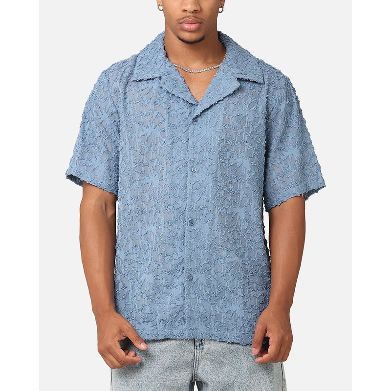 XXIII Sheer Daisy Button Up Shirt Floral Blue S