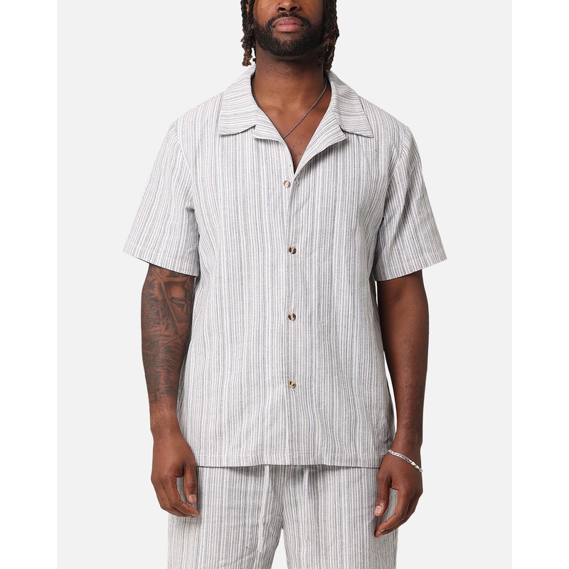 XXIII Tulum Stripe Button Up Shirt Cream/Blue S
