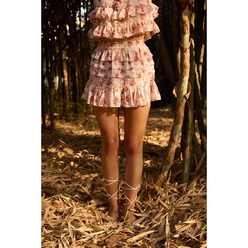Floral Ruffle Mini Skirt Pink 24