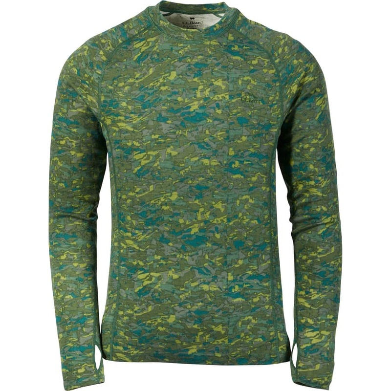 L.L. Bean Cresta Wool Midweight 250 Printed Crew Neck Base Layer Top – Men’s