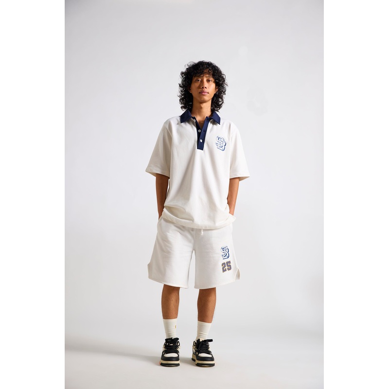 Spongebob:Typographic Printed Men’s Polo T-shirt and Shorts Set XS 26 White