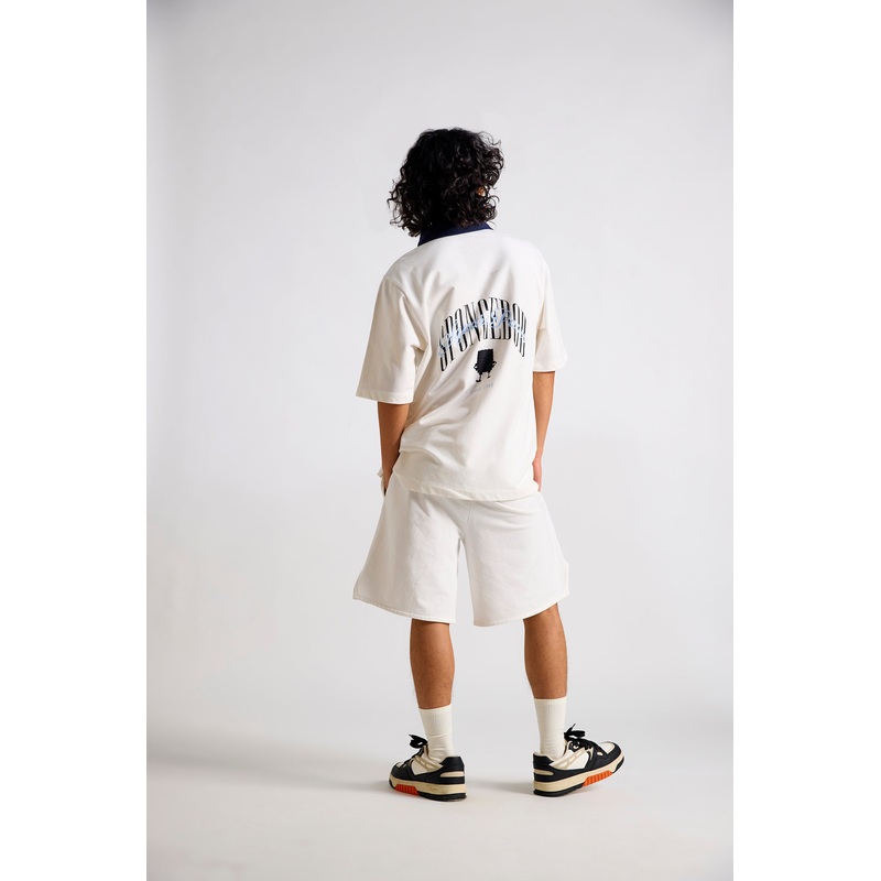 Spongebob:Typographic Printed Men’s Polo T-shirt XS White