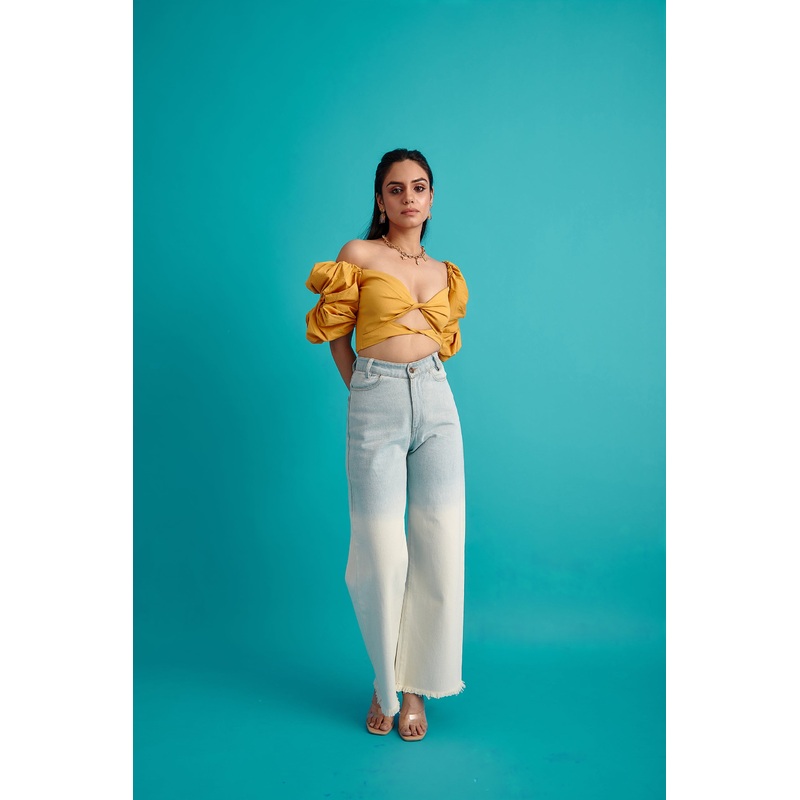 Double-Twist Scrunchie Top XS Yellow