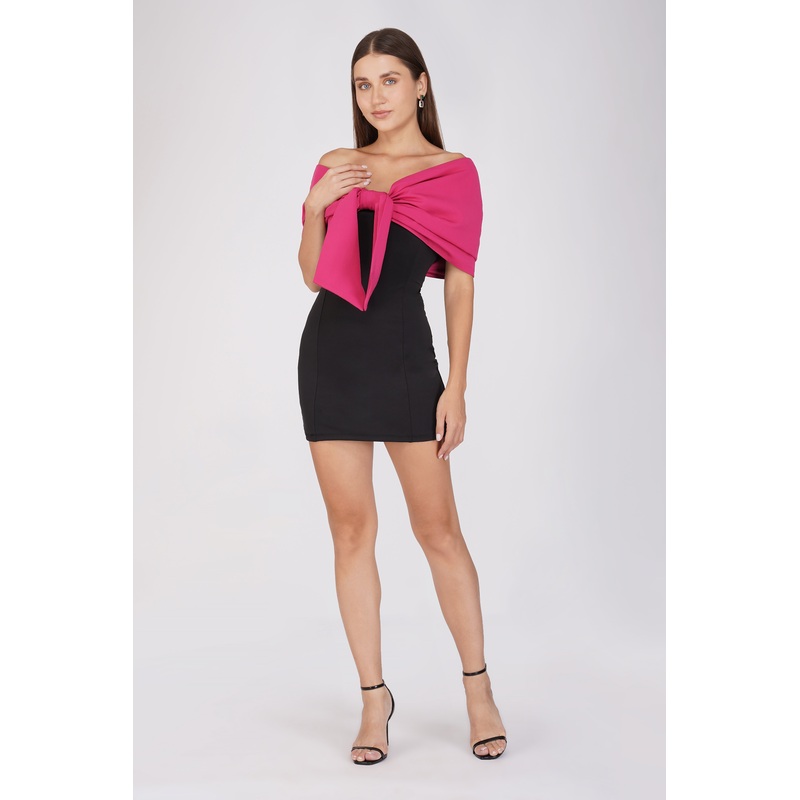 Emily In Paris: Pink Bow Mini Dress XS Black