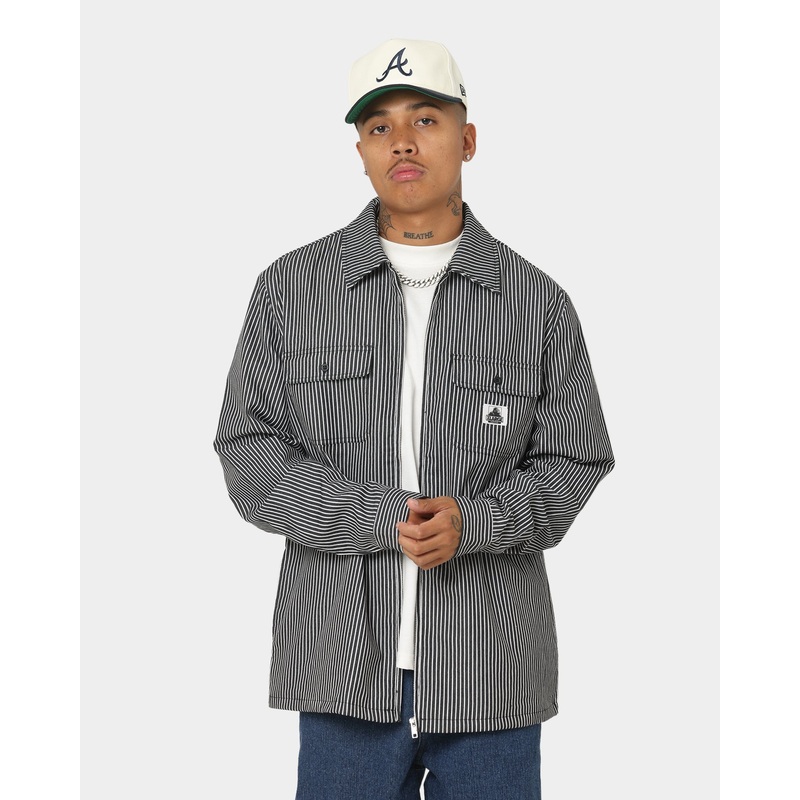 XLARGE Pinstripe Long Sleeve Zip Shirt Black S