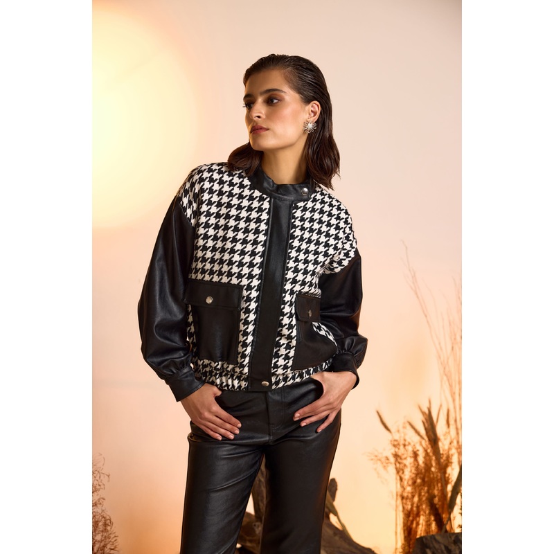 Structured Houndstooth Jacket XS Black