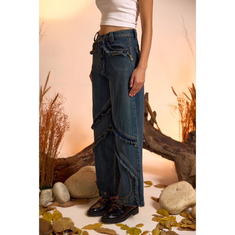 Vintage Wash Distressed Jeans 24 Blue