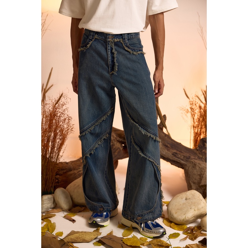 Vintage Wash Distressed Jeans-Men 26 Blue