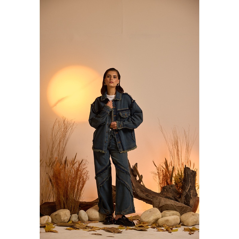 Vintage Wash Jacket & Jeans Set XS 24 Blue