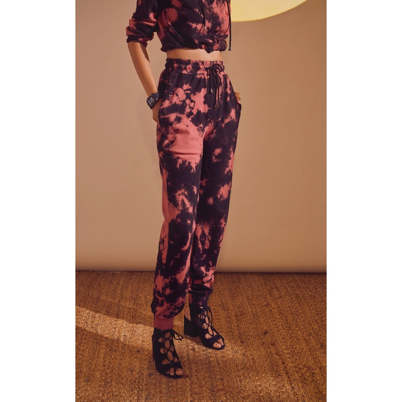 Black-Pink Tie & Dye Joggers XS/S Pink