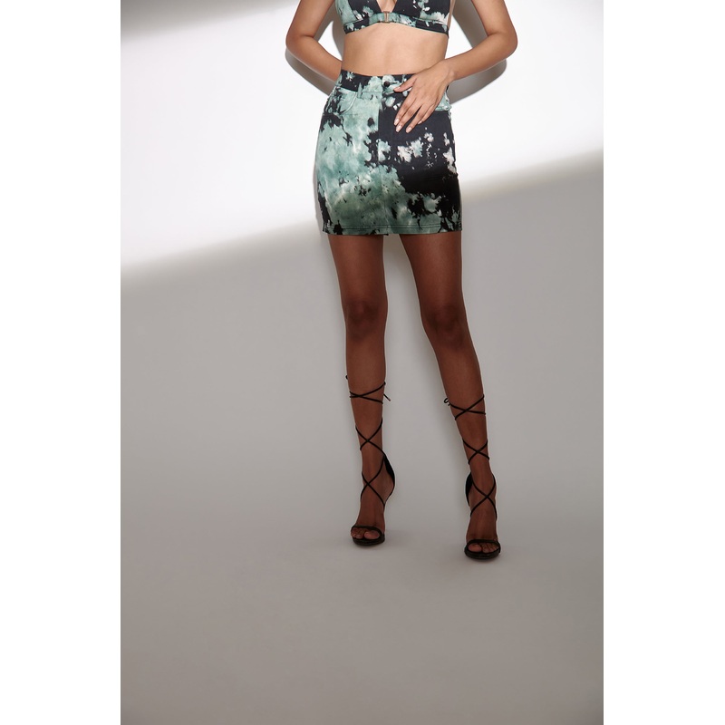 Green Tie & Dye Twill Skirt 24 Green