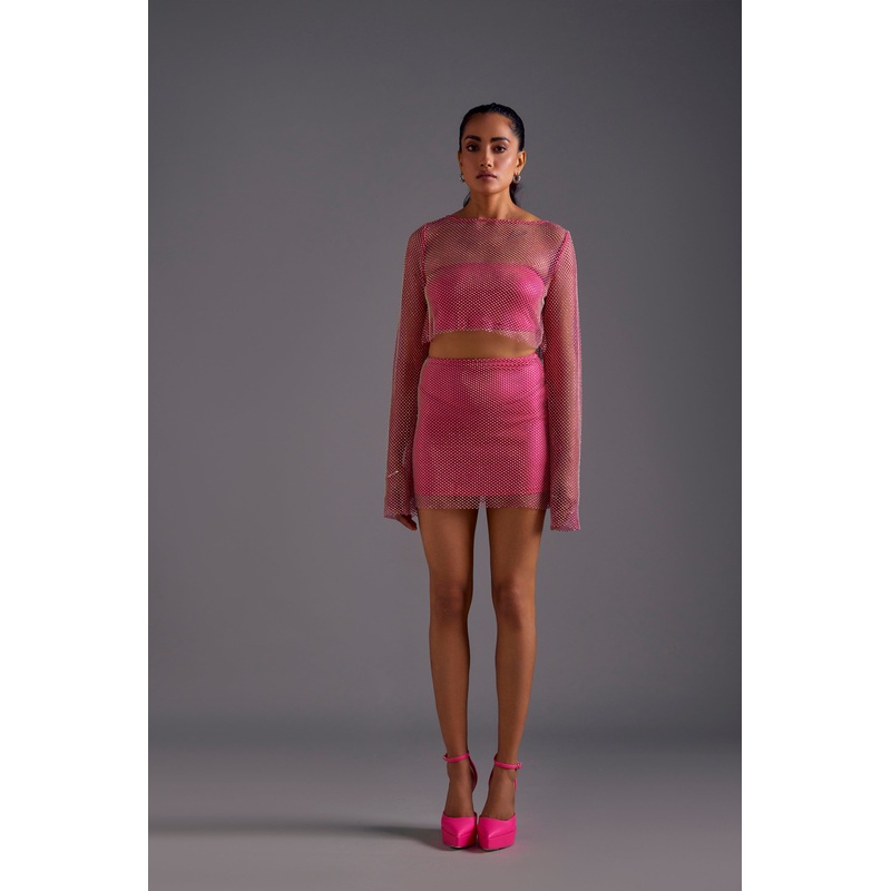 Pink Diamond Mesh Skirt 24 Pink