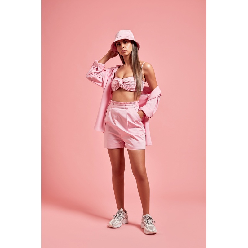 Pink Satin Bermuda Shorts XS