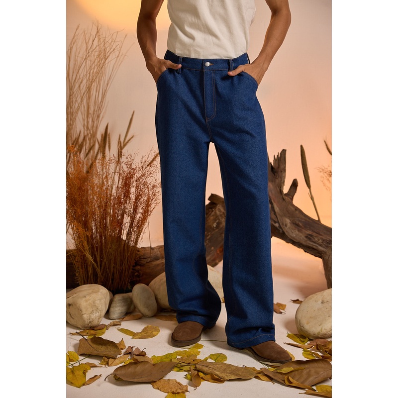 Vintage Straight Fit Jeans-Men 26 Blue