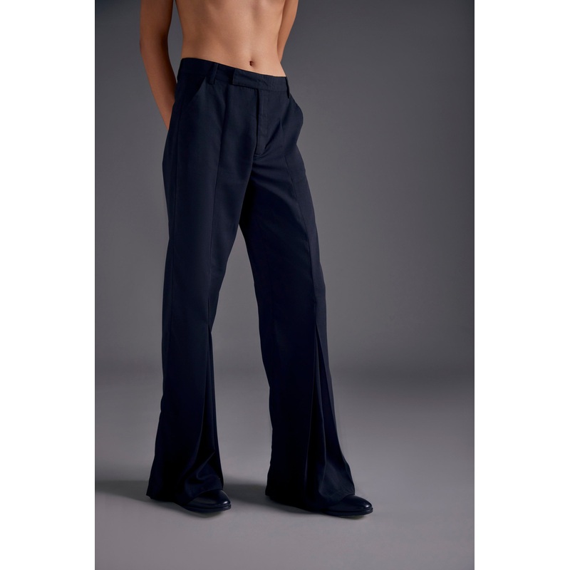 Black Heathermoss Front Pleated Trousers 26 Black
