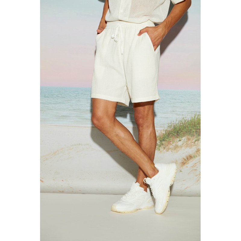 Cotton Mesh Mens Bermuda Shorts 28 White