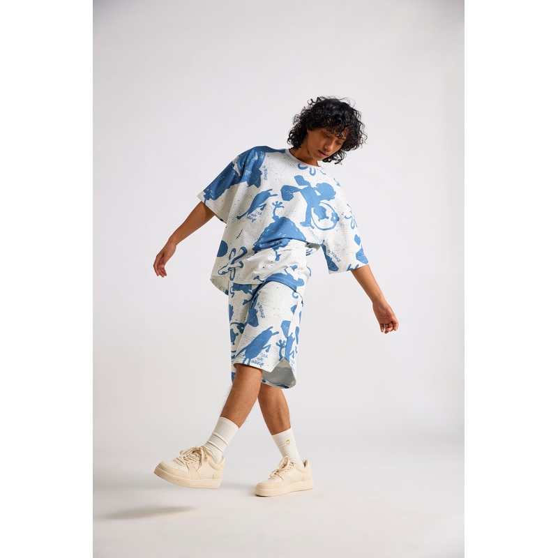Spongebob:Be the Change Printed Men’s Oversized T-shirt  and Shorts Set XS/S 26 White