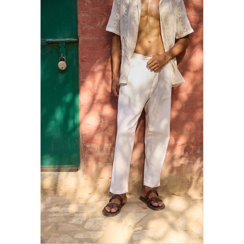 White Relaxed Fit Men’s Trouser White 26