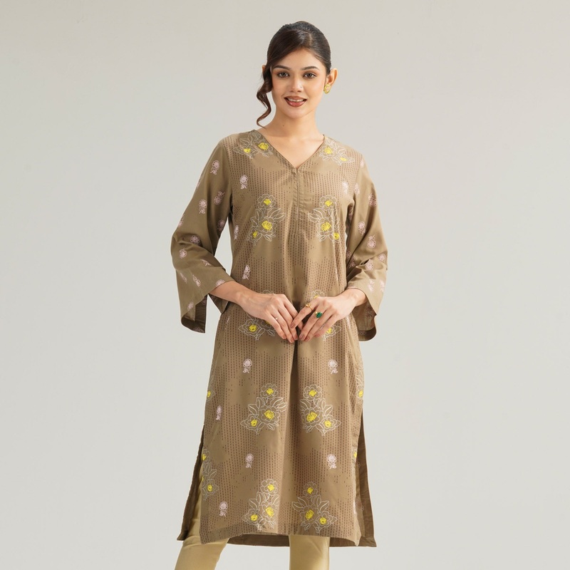Womens Brown Kurti L BROWN