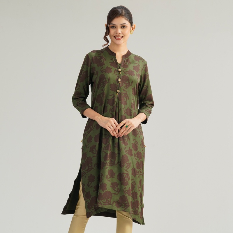 Womens Emerald Green Kurti L EMERALD GREEN