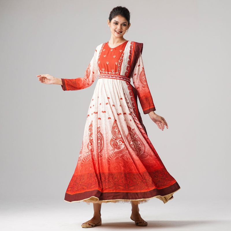 Womens Off White & Red Gown S OFF-WHITE