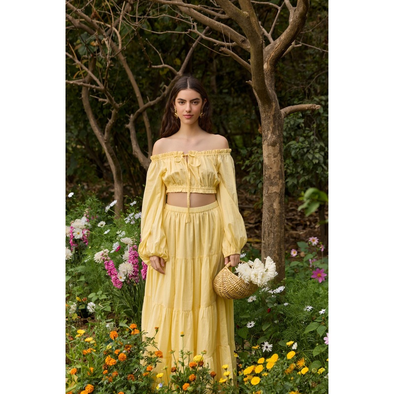 Butter Yellow Off-Shoulder Co-ord Set Yellow XS 24