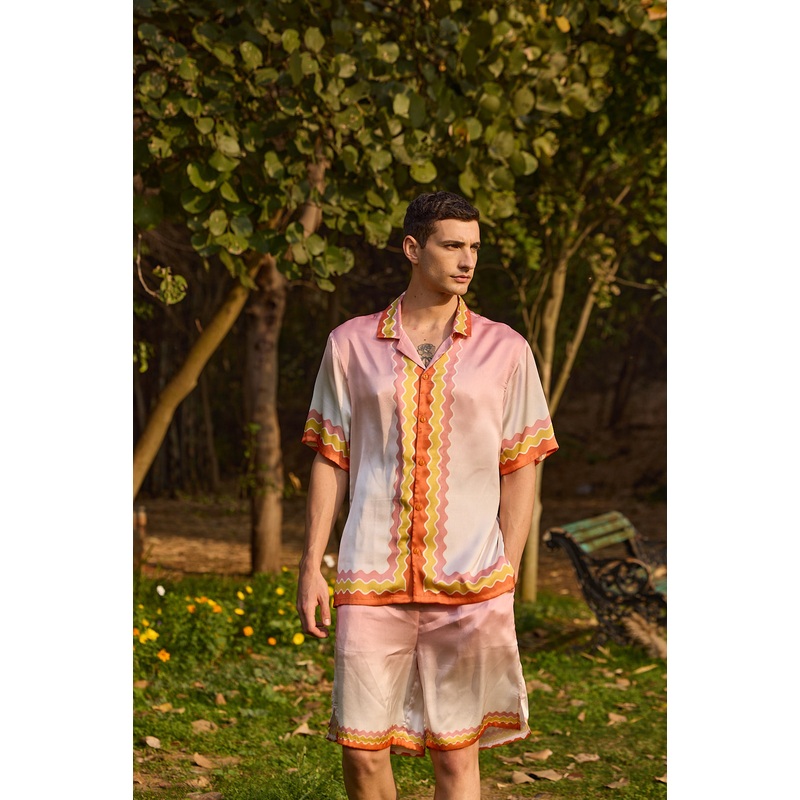 Men’s Ombre Printed Shirt Pink XS